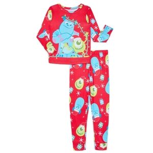 Disney Pixar Monster's Inc. Mike and Sully Snug Fit Holiday Christmas Pajama Set